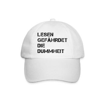 Lesen gefährdet die Dummheit - Baseballkappe - Weiß/Weiß - Vorne
