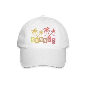 Summer palm seagull sun vintage vacation - Baseball Cap - white/white - Front