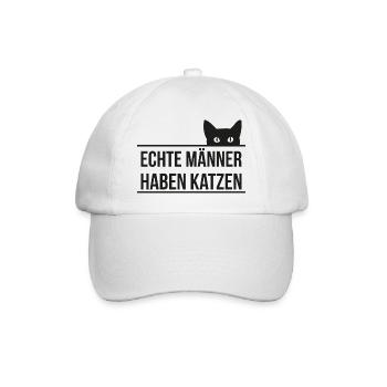 Echte männer haben katzen Geschenk Haustiere Tiere - Baseballkappe - Weiß/Weiß - Vorne