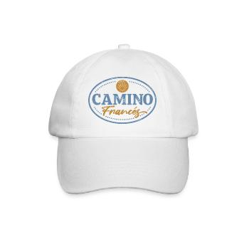 Camino Francés Pilgrim Stamp | Santiago - Baseball Cap - white/white - Front
