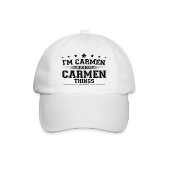 Ich bin Carmen, die Carmen Dinge macht - Baseballkappe - Weiß/Weiß - Vorne