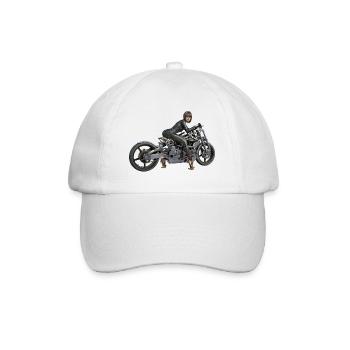 Biker girl, Sexy woman with motorcycle - Baseball Cap - white/white - Front