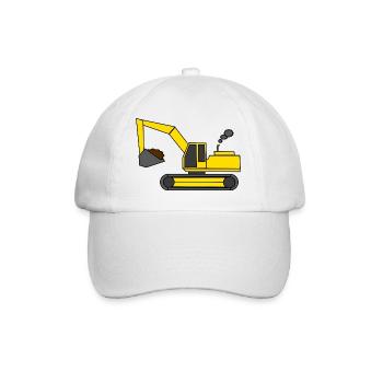 Excavator print for children and babies, gift idea - Baseball Cap - white/white - Front