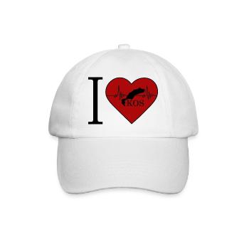 I Love KOS Griechenland Urlaub Ferien Sommer Insel - Baseballkappe - Weiß/Weiß - Vorne