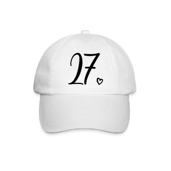 Süße Nummer 27, 27 Jahre alt, Geschenk zum 27. Geburtstag - Baseballkappe - Weiß/Weiß - Vorne
