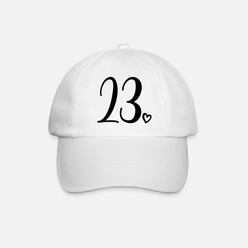Cute Number 23, 23 Years Old, 23rd Birthday Gift - Baseball Cap - white/white
