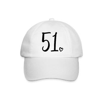 Cute Number 51, 51 Years Old, 51st Birthday Gift - Baseball Cap - white/white - Front