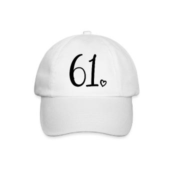 Süße Nummer 61, 61 Jahre alt, 61. Geburtstag Geschenk - Baseballkappe - Weiß/Weiß - Vorne