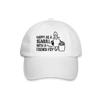French Fry Happy Seagull - Baseball Cap - white/white - Front