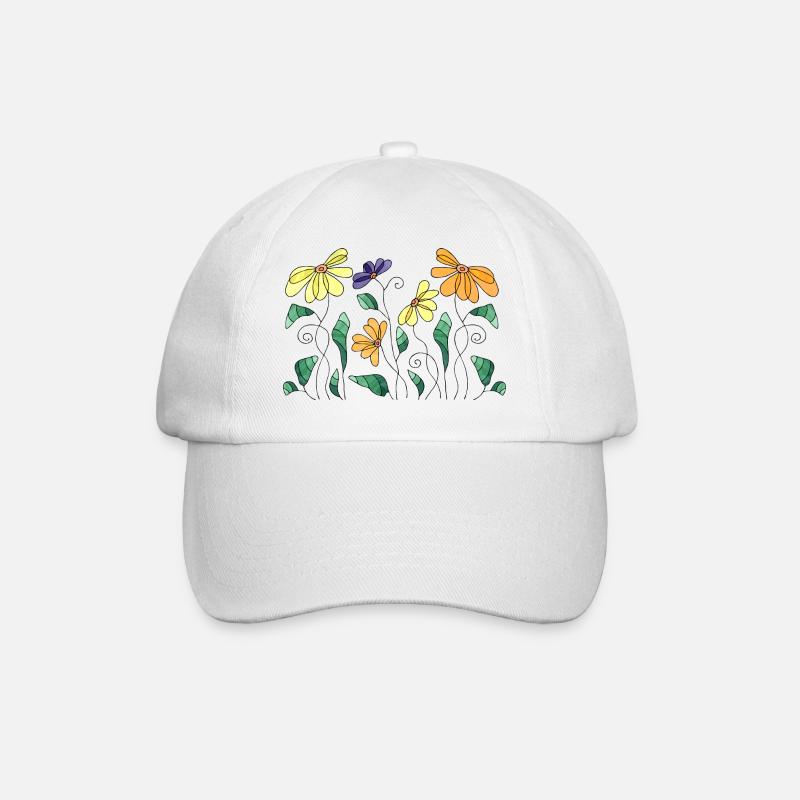 Blumen - Baseballkappe - Weiß/Weiß