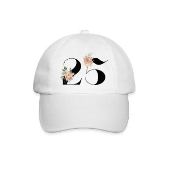 25e anniversaire fleuris (Cadeau de 25 ans) - Casquette classique - blanc/blanc - Devant