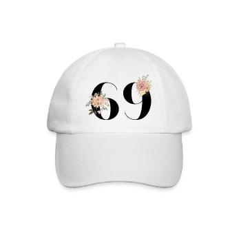 69e anniversaire fleuris (Cadeau de 69 ans) - Casquette classique - blanc/blanc - Devant