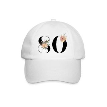 80e anniversaire fleuris (Cadeau de 80 ans) - Casquette classique - blanc/blanc - Devant