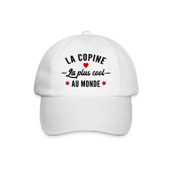 la copine la plus cool du monde / copine cool - Casquette classique - blanc/blanc - Devant