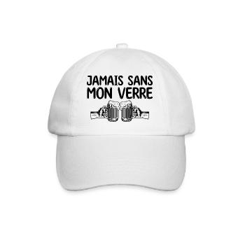 Bière et alcool | jamais sans mon verre apéro - Casquette classique - blanc/blanc - Devant