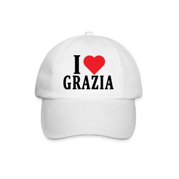 T-Shirt Ich liebe Grazia T-Shirt Geschenkidee - Baseballkappe - Weiß/Weiß - Vorne