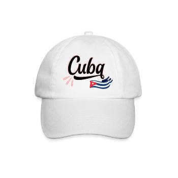 Kuba Kubanische Flagge Wellenförmig Stilisierte Schrift - Baseballkappe - Weiß/Weiß - Vorne