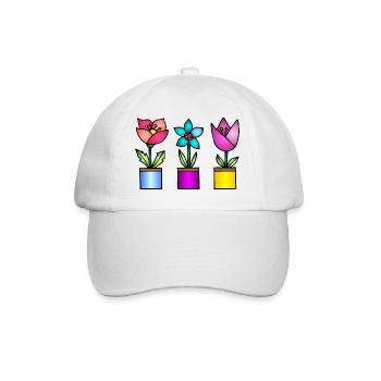Blumen - Baseballkappe - Weiß/Weiß - Vorne
