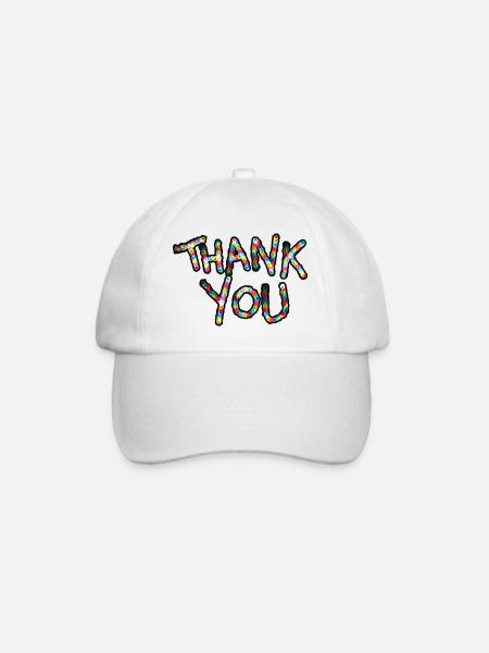Danke You Neonfarben-Dankeschrift - Baseballkappe - Weiß/Weiß