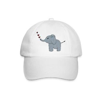 elefant gewebe mit herzen - Baseballkappe - Weiß/Weiß - Vorne