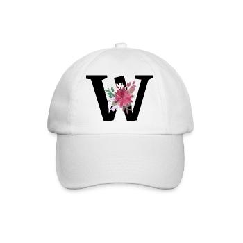 Letter w floral - Baseball Cap - white/white - Front