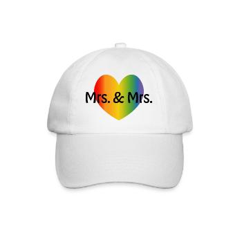 Regenbogen Mrs and Mrs 2 rainbow Herz - Baseballkappe - Weiß/Weiß - Vorne