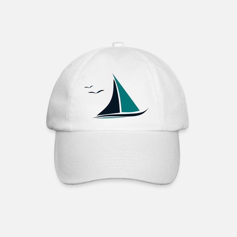 Segelboot, Möwen,Meer, Segeln - Baseballkappe - Weiß/Weiß