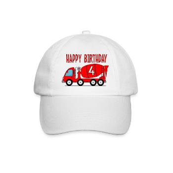 Bétonnière Joyeux anniversaire 4 - Casquette classique - blanc/blanc - Devant