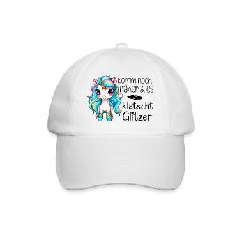 Einhorn & Es Klatscht Glitzer - Baseballkappe - Weiß/Weiß - Vorne