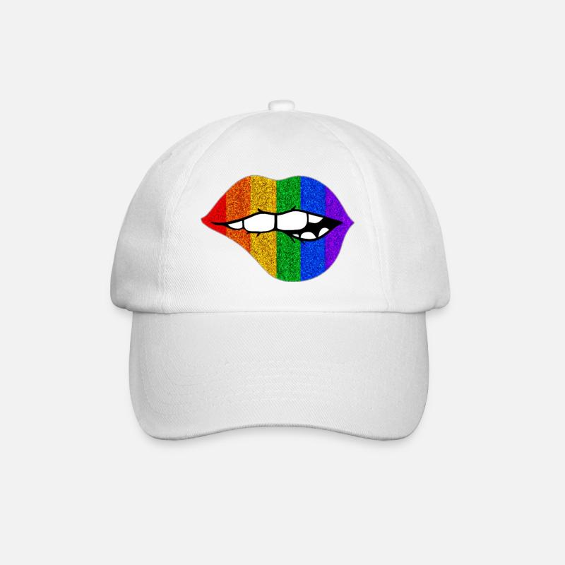 LGBTQ+ LIPS BITING PRIDE - Baseballkappe - Weiß/Weiß
