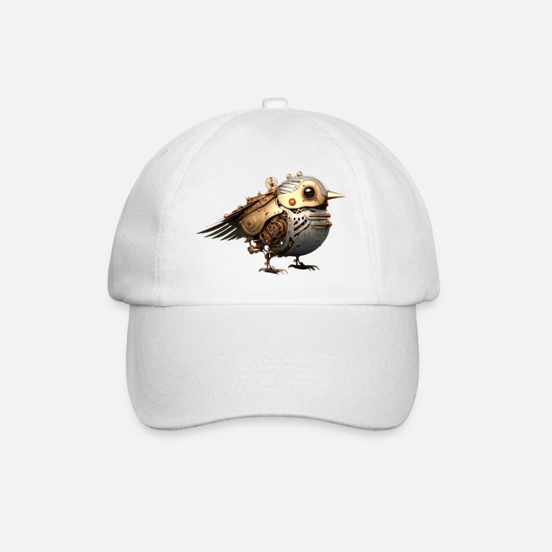 Steampunk Vogel - Baseballkappe - Weiß/Weiß