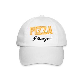 Pizza I love you - Fun & Playful Food Typography - Baseball Cap - white/white - Front