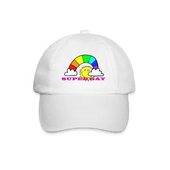 super gay Regenbogen - Baseballkappe - Weiß/Weiß - Vorne