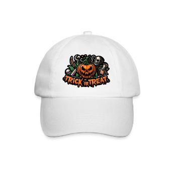 Süßes oder Saures Halloween Kürbis Horror Gesicht - Baseballkappe - Weiß/Weiß - Vorne