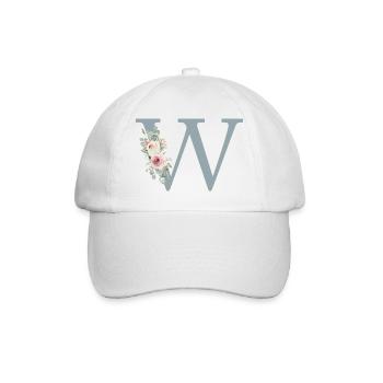 W| Monogramme | Eucalyptus Pastel Fleur Bleu - Casquette classique - blanc/blanc - Devant