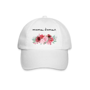 Mamou d’amour fleurs- idée cadeau mamie - Casquette classique - blanc/blanc - Devant