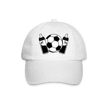 Erster Vatertag Fußball Papa Sohn Baby Flaschen - Baseballkappe - Weiß/Weiß - Vorne