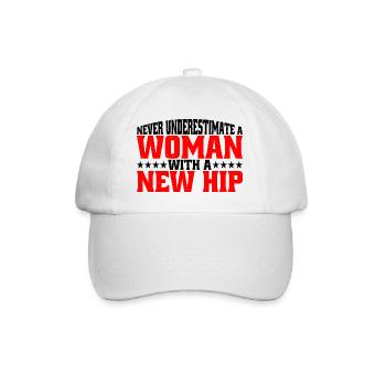 Ne sous-estimez jamais une femme avec une nouvelle hanche 10 - Casquette classique - blanc/blanc - Devant