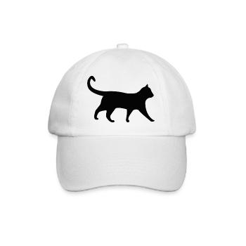 Katze schwarz Silhouette - Baseballkappe - Weiß/Weiß - Vorne