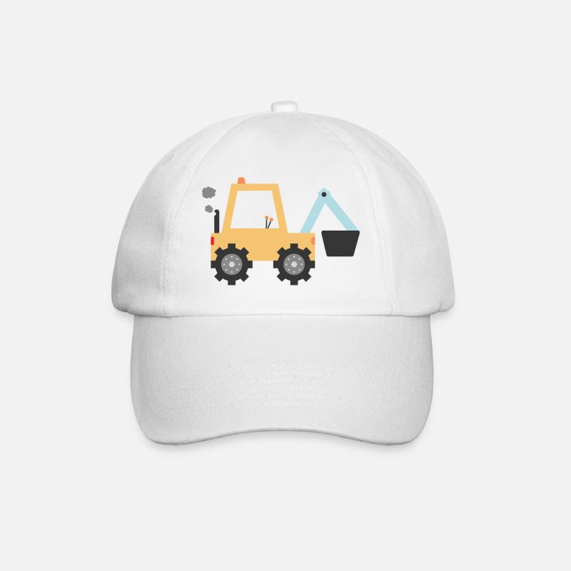 Gelber Bagger - Baseballkappe - Weiß/Weiß