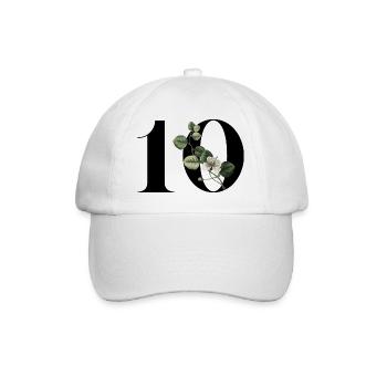 Numéro 10 floral vert -10e anniversaire floral - Casquette classique - blanc/blanc - Devant