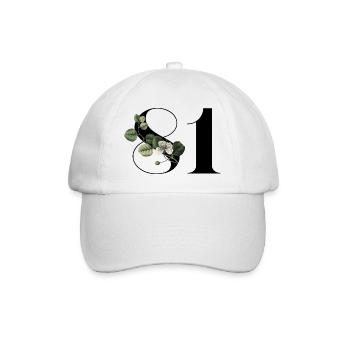 Numéro 81 floral vert - 81e anniversaire floral - Casquette classique - blanc/blanc - Devant