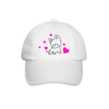 cat love 01 - Baseballkappe - Weiß/Weiß - Vorne