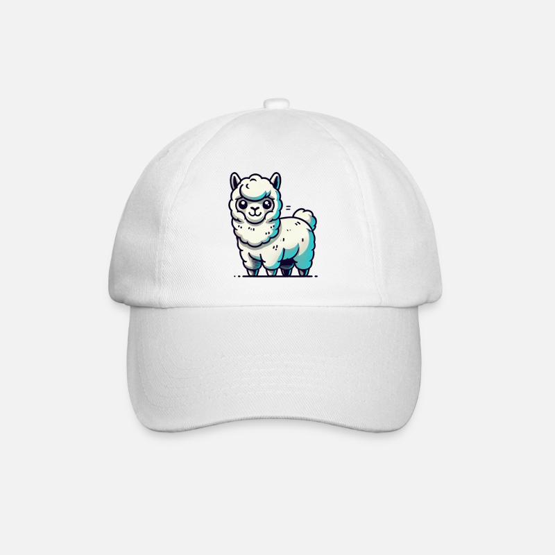 Lama blanc avec des accents bleus - Casquette classique - blanc/blanc