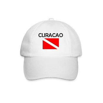 Curacao Diver Down Flag - Scuba - Diving - Tauchen - Baseballkappe - Weiß/Weiß - Vorne