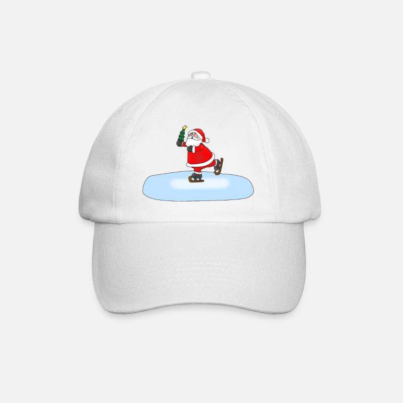 Weihnachtsmann Schlittschuhlaufend - Baseballkappe - Weiß/Weiß