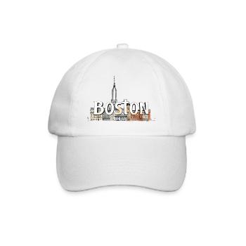 Boston USA Geschenkidee - Baseballkappe - Weiß/Weiß - Vorne