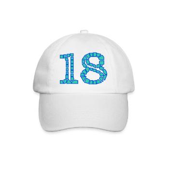 18. 18 YEARS OLD. 18th ANNIVERSARY. 18 BIRTHDAY. - Baseball Cap - white/white - Front