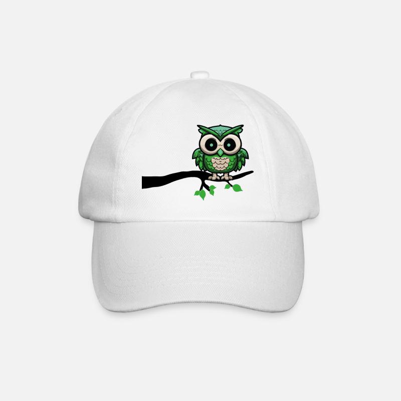 eule owl nachteule - Baseballkappe - Weiß/Weiß