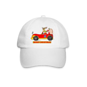 Drôle de Noël Père Noël et renne voiture de course Toon - Casquette classique - blanc/blanc - Devant